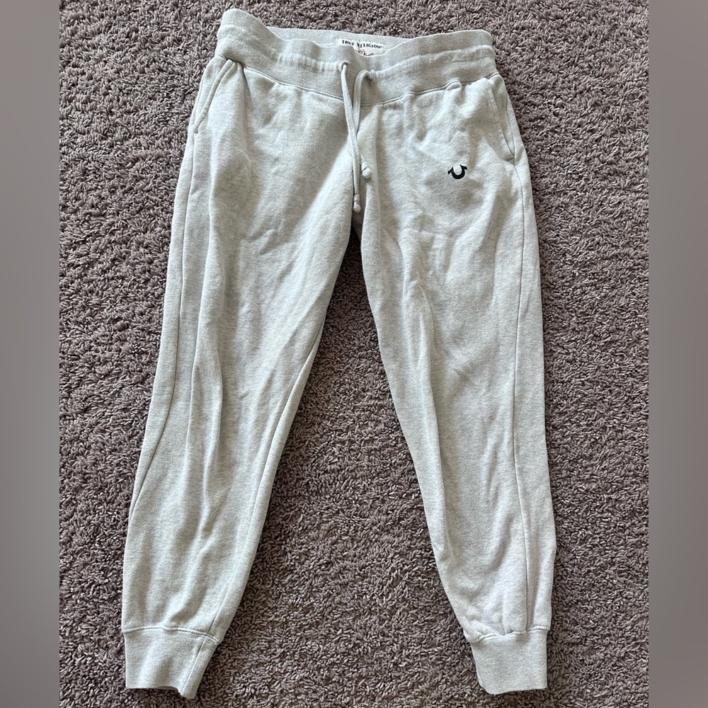 True Religion Light Gray Drawstring Joggers
